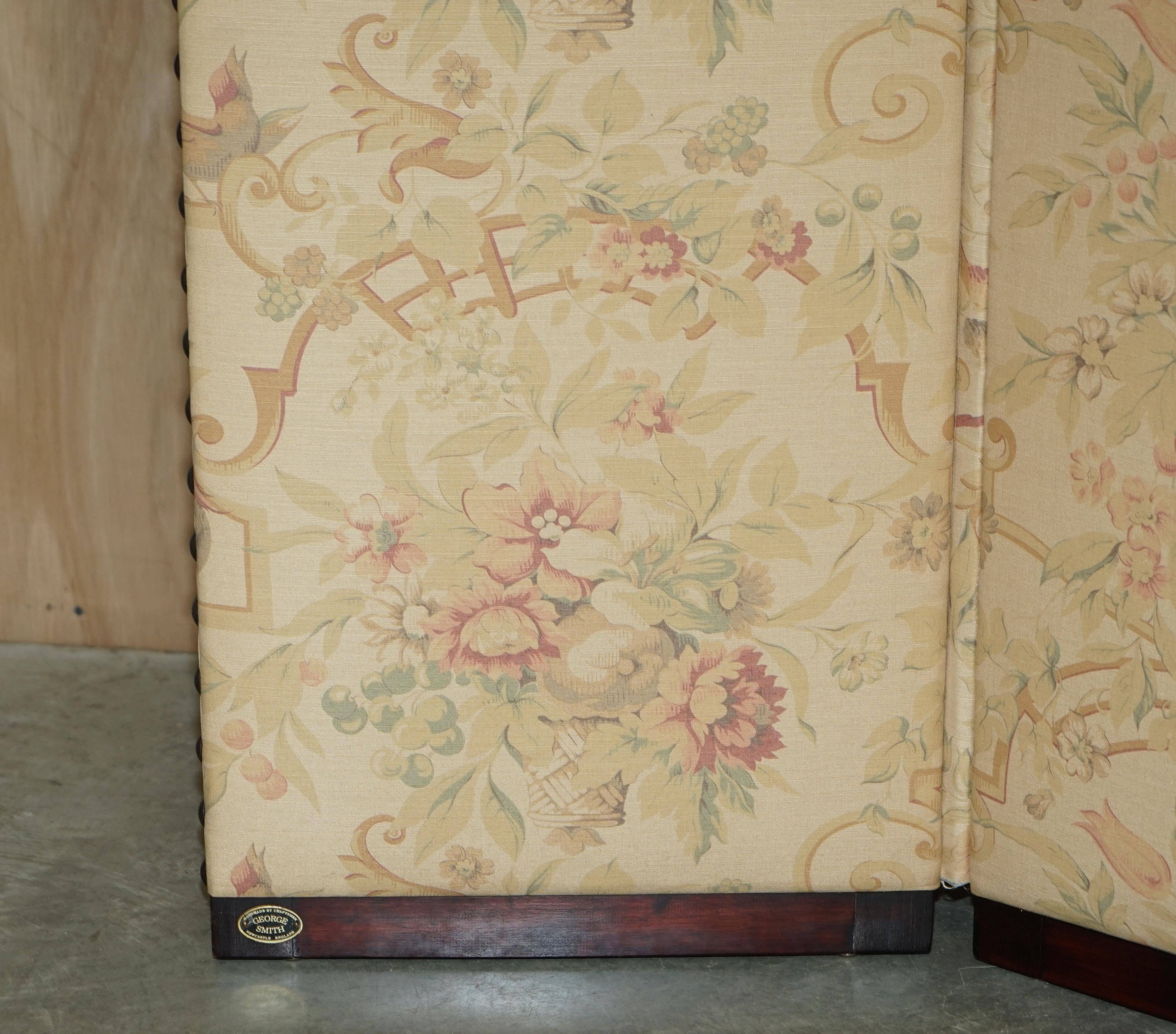Large screen by George Smith in hardwood and floral fabric.