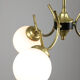 Italian Mid-century Brass and Opaline Glass Chandelier