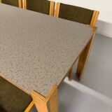 Large modernist plywood table, Memphis style, 1980s