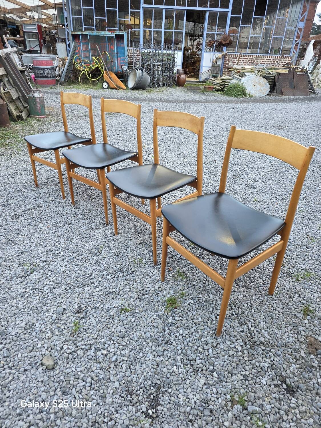4 Scandinavian beech chairs from the 1960s.