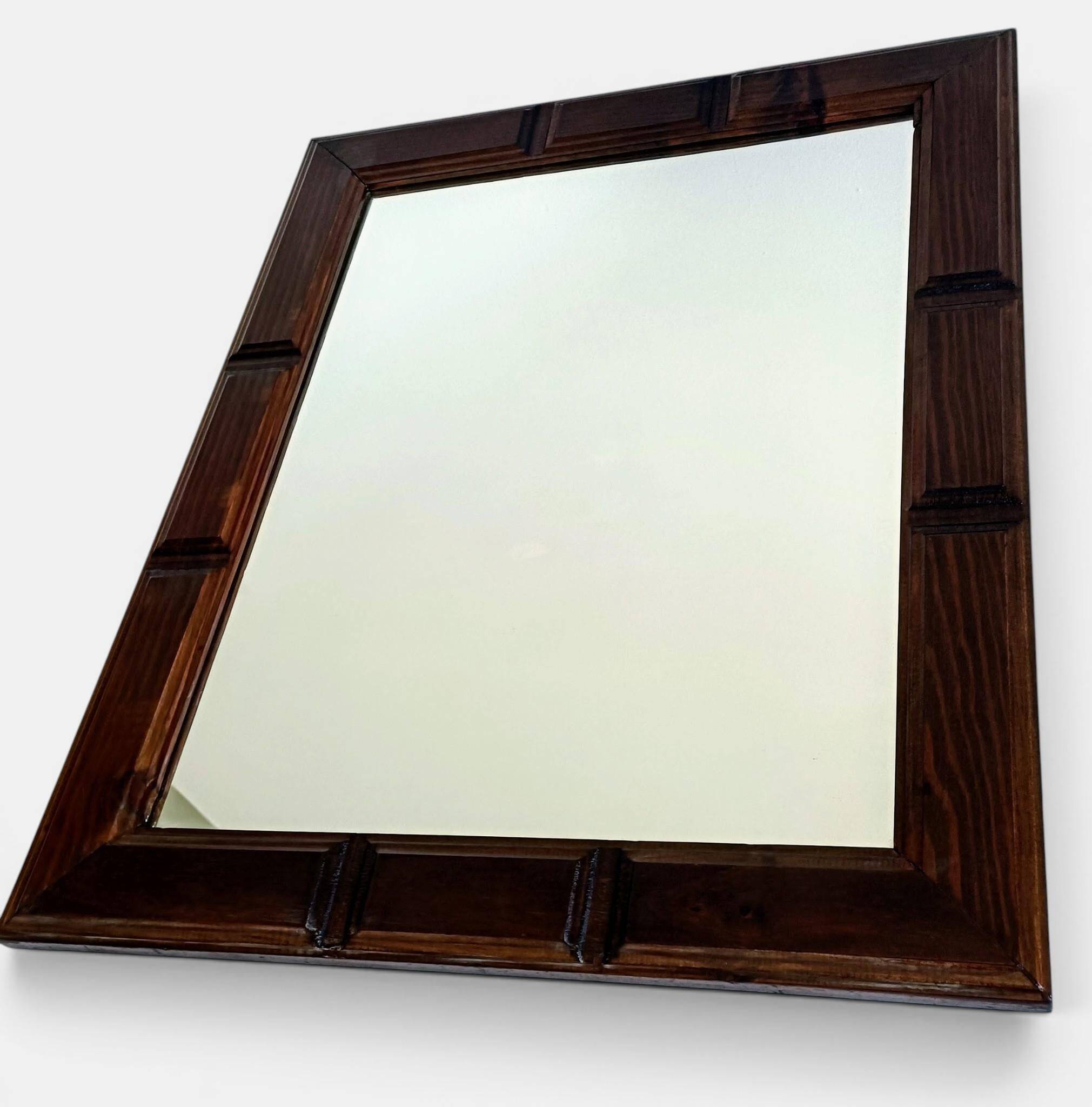 Mid-Century Spanish Wood Wall Mirror– Castilian Style, 1950s
