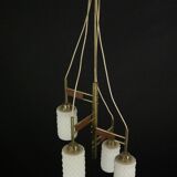 Mid-Century Modern Brass & Glass Chandelier