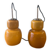 Duo suspensions en opaline ambrée