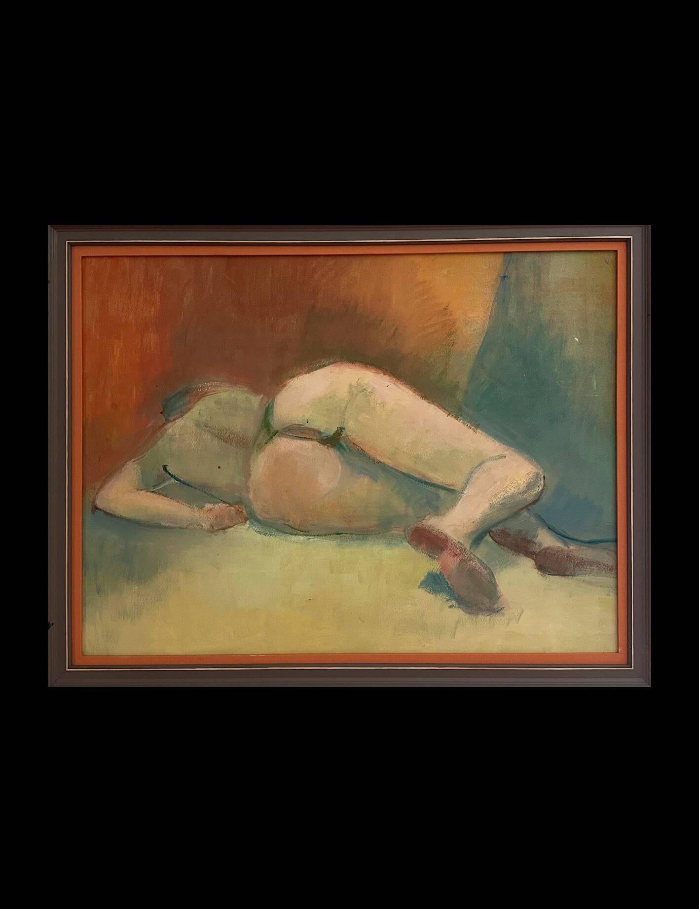 Figurative painting signed Marais, France, 1970s