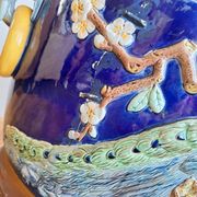 Large antique majolica cache pot, planter by Joseph Holdcroft.