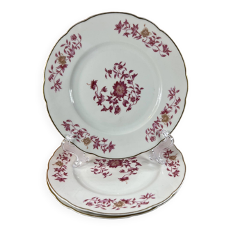 3 dessert plates Christofle Bernadaud Limoges