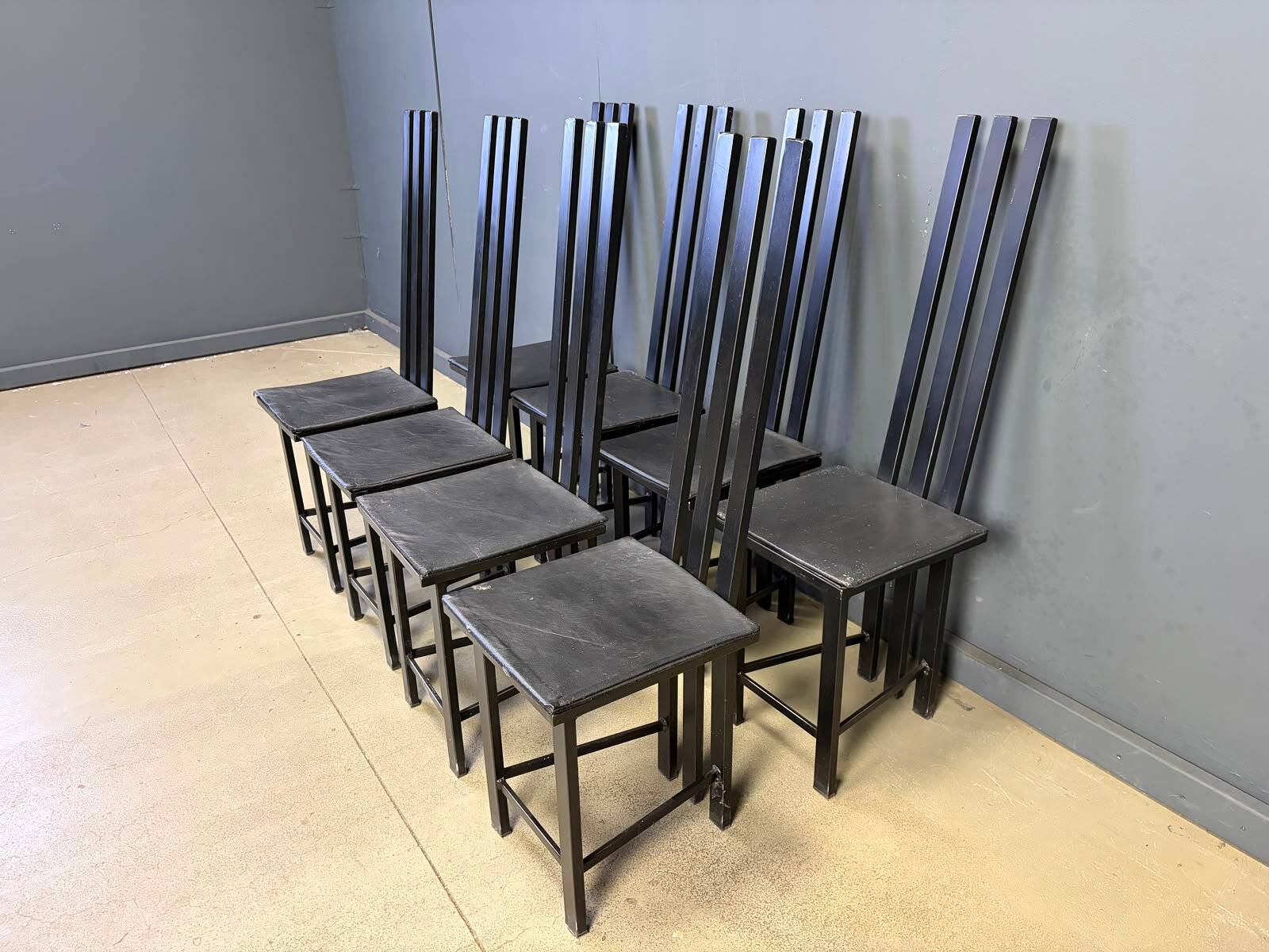 Vintage postmodern dining chairs set of 8, 1980s