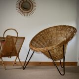 Wicker basket armchair in the 50s