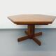 Vintage 80s hexagonal dining table in oak wood
