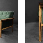 Vintage Mid-Century Modern Rosewood & Green Velour 3-Seater Sofa and Chair