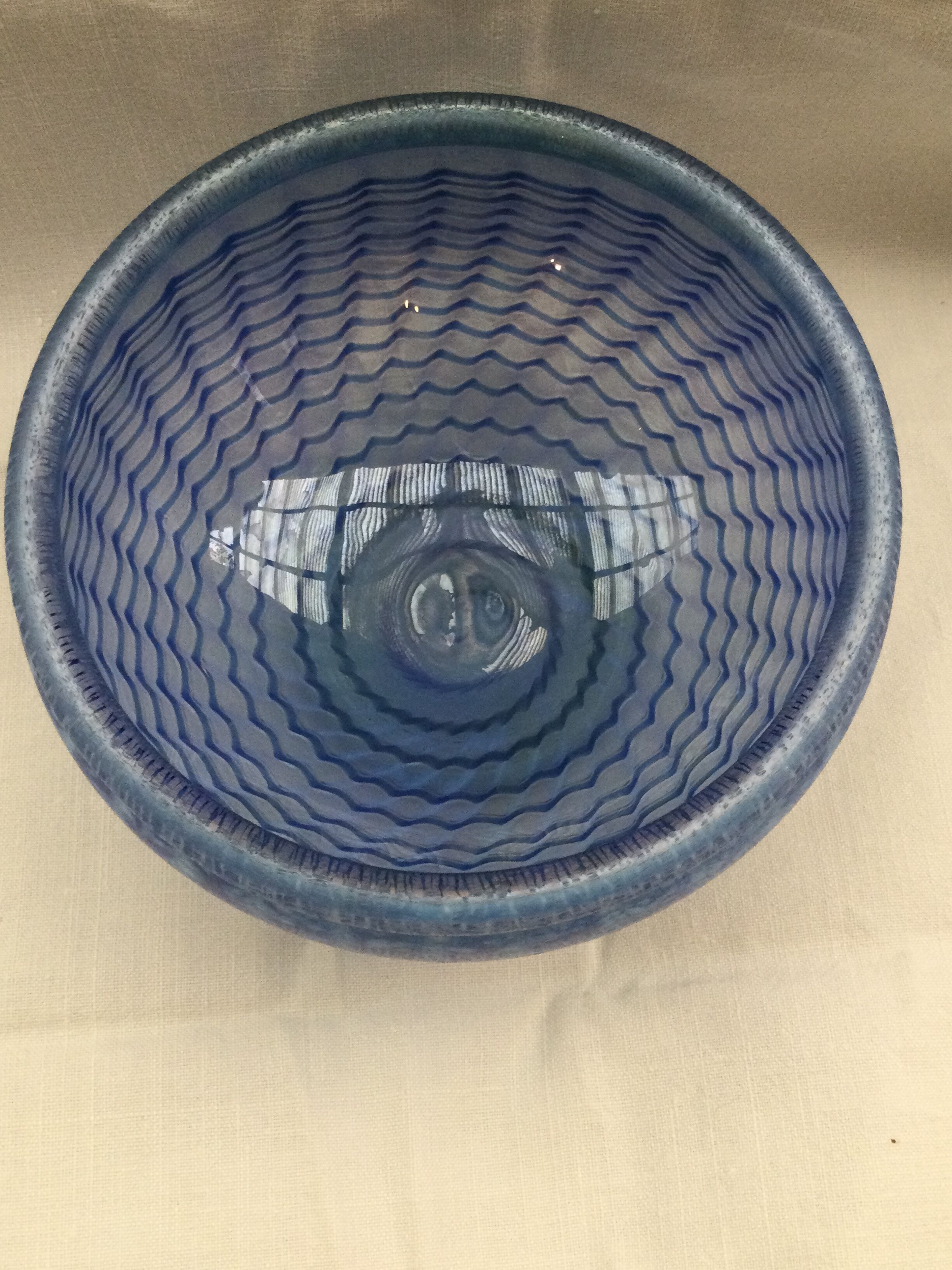 Glass cut several colors, dominant blue