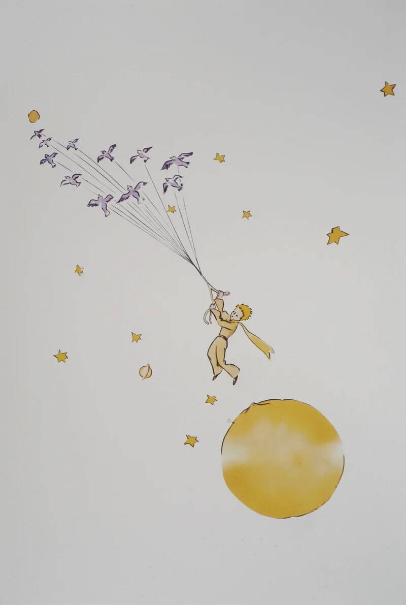 Antoine de Saint-Exupéry : Le Petit Prince en route vers les étoiles, lithographie