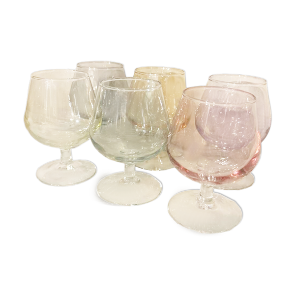 Ensemble de 6 verres à cognac colorés