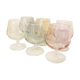 Set of 6 colored cognac glasses