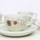Set of 4 cups and saucers, Sarreguemines, Chardon model, vintage French