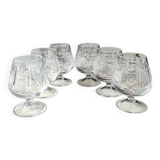 Lot 6 x verres à cognac en cristal de bohème taillé