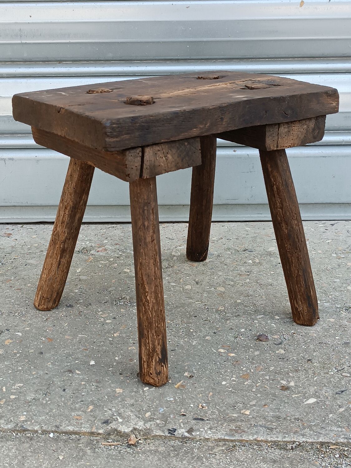 Solid oak milking stool