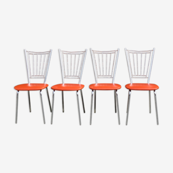 Set of 4 dining room chairs or kitchen happy orange, Germany 1960