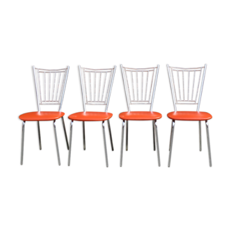 Set of 4 dining room chairs or kitchen happy orange, Germany 1960