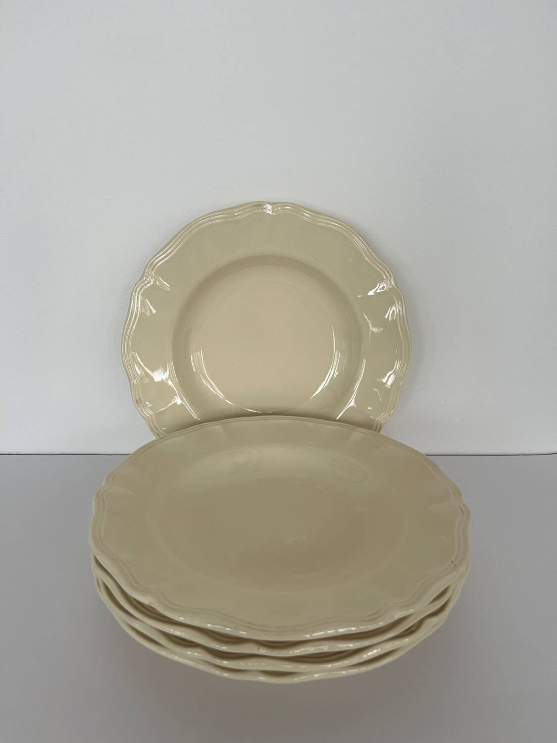 Ivory fluted deep plates Sarreguemines