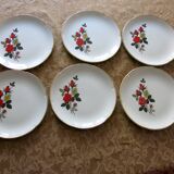 6 dessert plates from Moulin des loups, "Carmen" model, in very good condition
