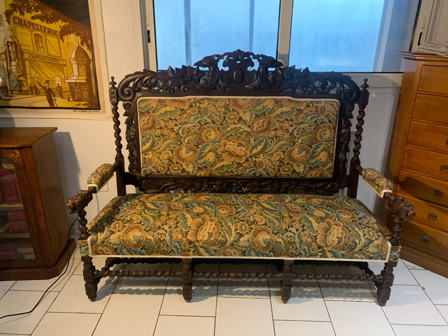 Antique Henri II Twisted Sofa