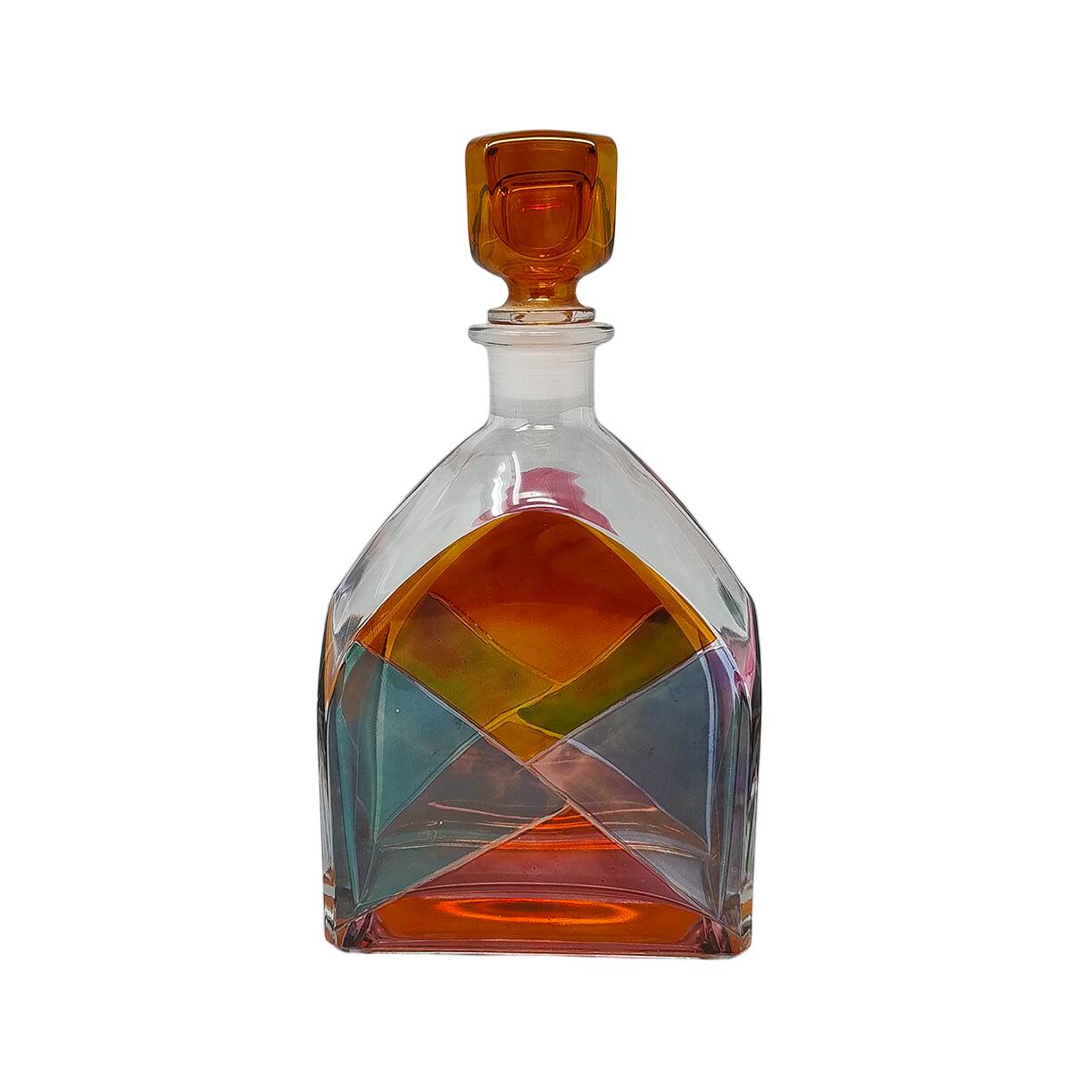 Carafe ou bouteille décorative d'exception des années 1970, signée Luigi Bormioli. Fabriquée en Italie.