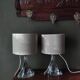 Pair of table lamps - Twisted transparent glass bases from the 1950s - Hemp shades