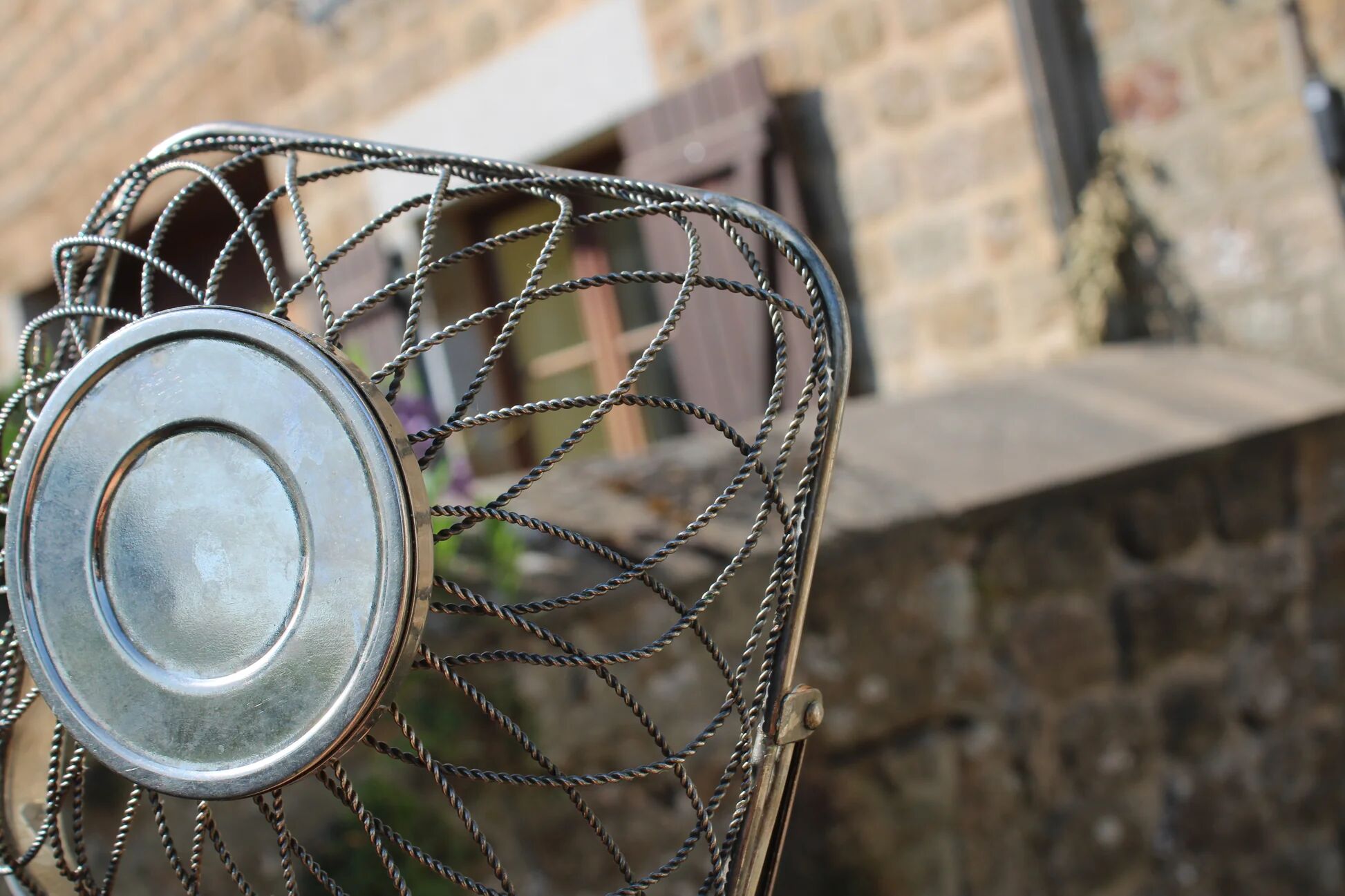 Vintage silver twisted metal basket – Foldable handle