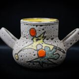 Fat Lava / polychrome sea foam pot with two handles by Marius Bessone, 1960s