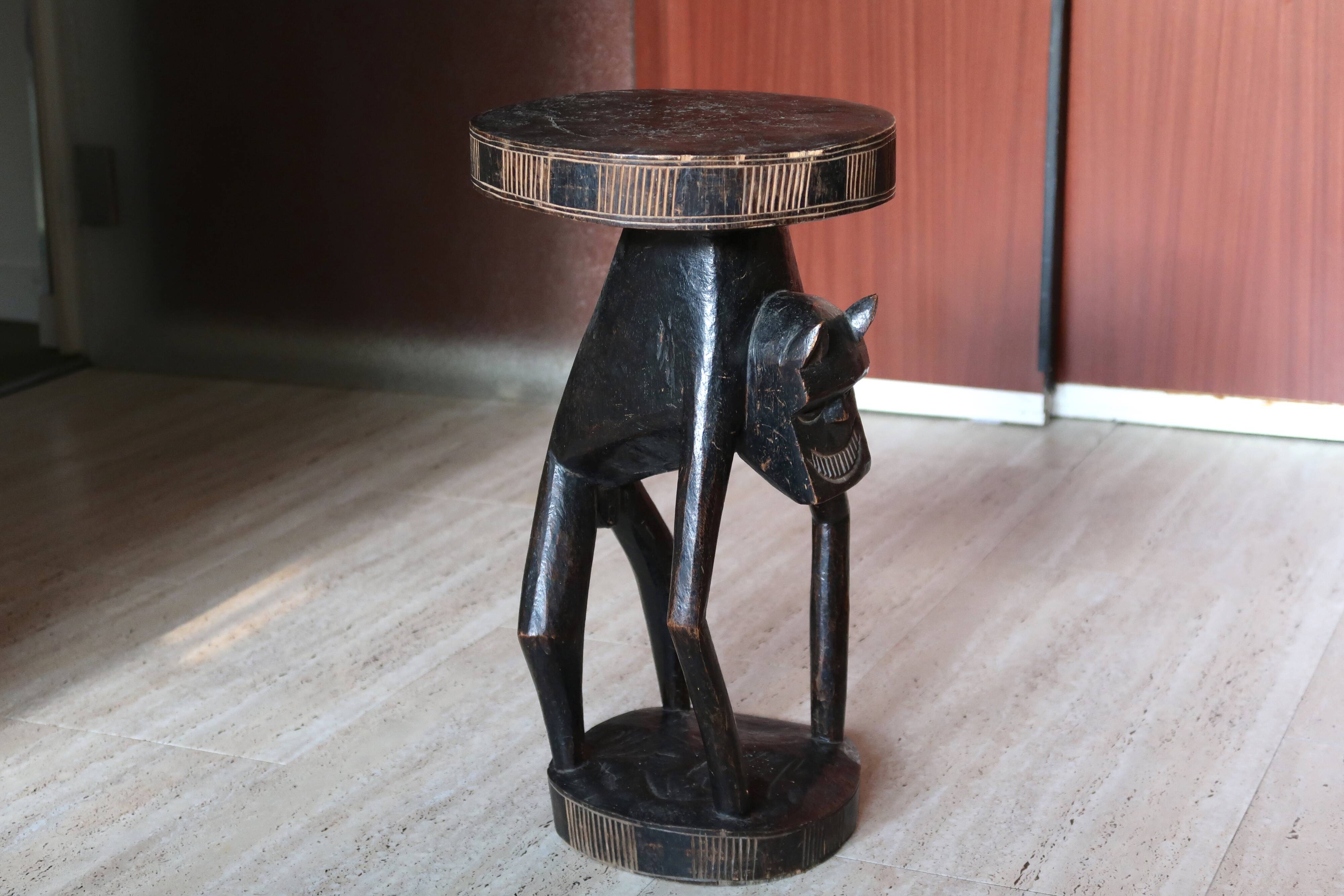 African zoomorphic wooden stool