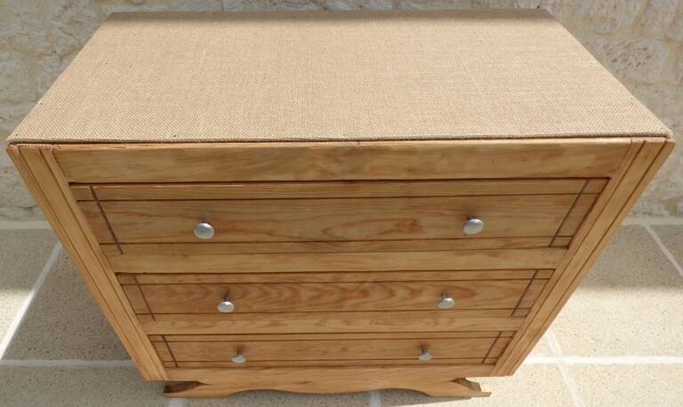 Art Deco 3-drawer wooden chest of drawers - Completely restored and refurbished -