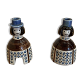 A PAIR OF CANDLEHOLDERS SIGNED "SCANDINAVIAN DESIGN" 1950.