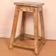 Ancien tabouret d'atelier en teck birman patine teck-écrue d'origine