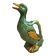 Large vintage duck jug in barbotine – green glazed earthenware – 29 cm
