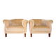 Pair of Art Deco club armchairs in champagne mohair, 1930.