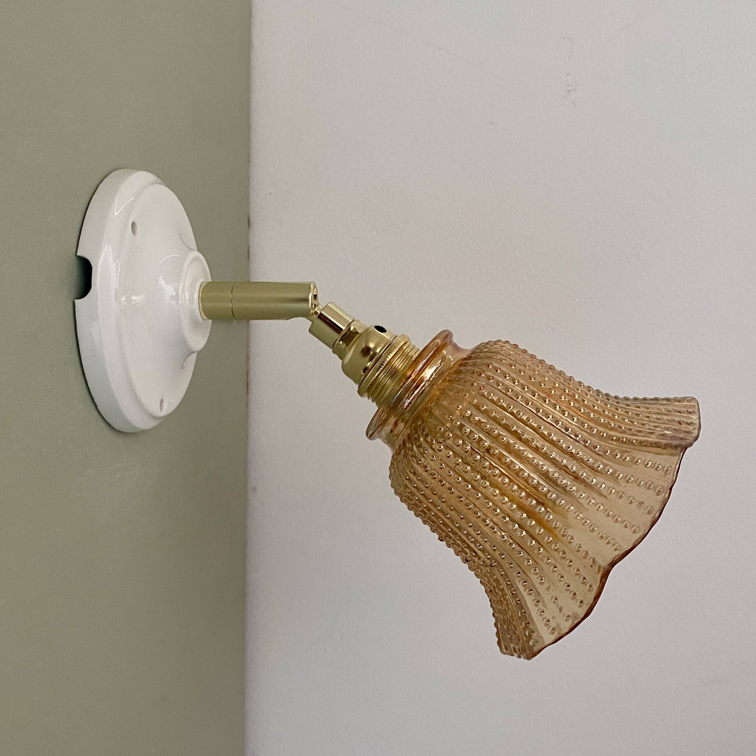 Vintage amber glass tulip wall light