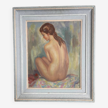 Albert Genta painting, nude woman from behind, 20th century