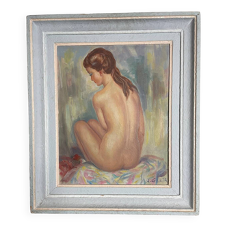 Albert Genta painting, nude woman from behind, 20th century