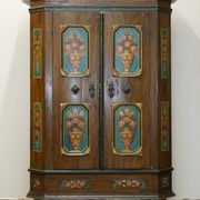 Armoire de mariage allemande peinte à la main, ancienne, 1829-1851