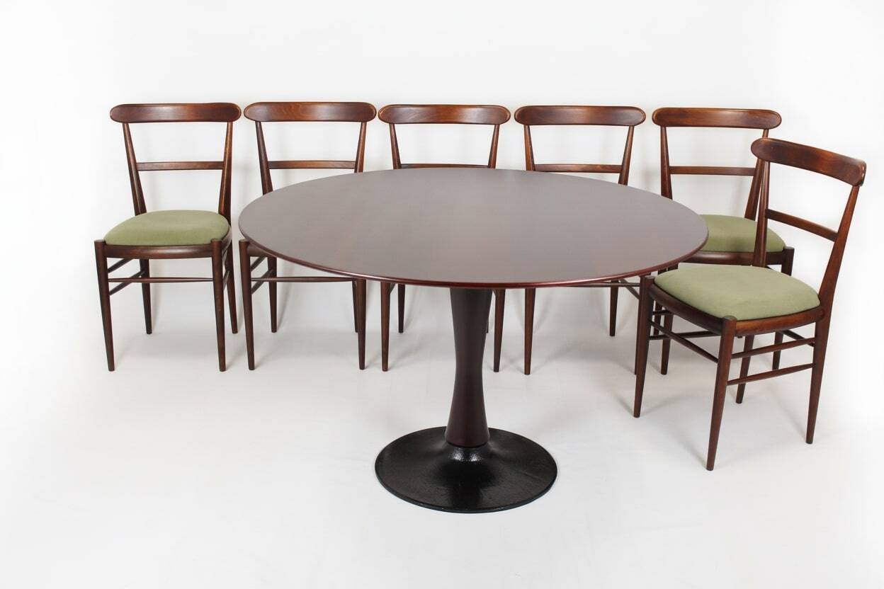 Restored Mid-Century Modern Dining Set, Czechoslovakia, 1960s, Set of 7