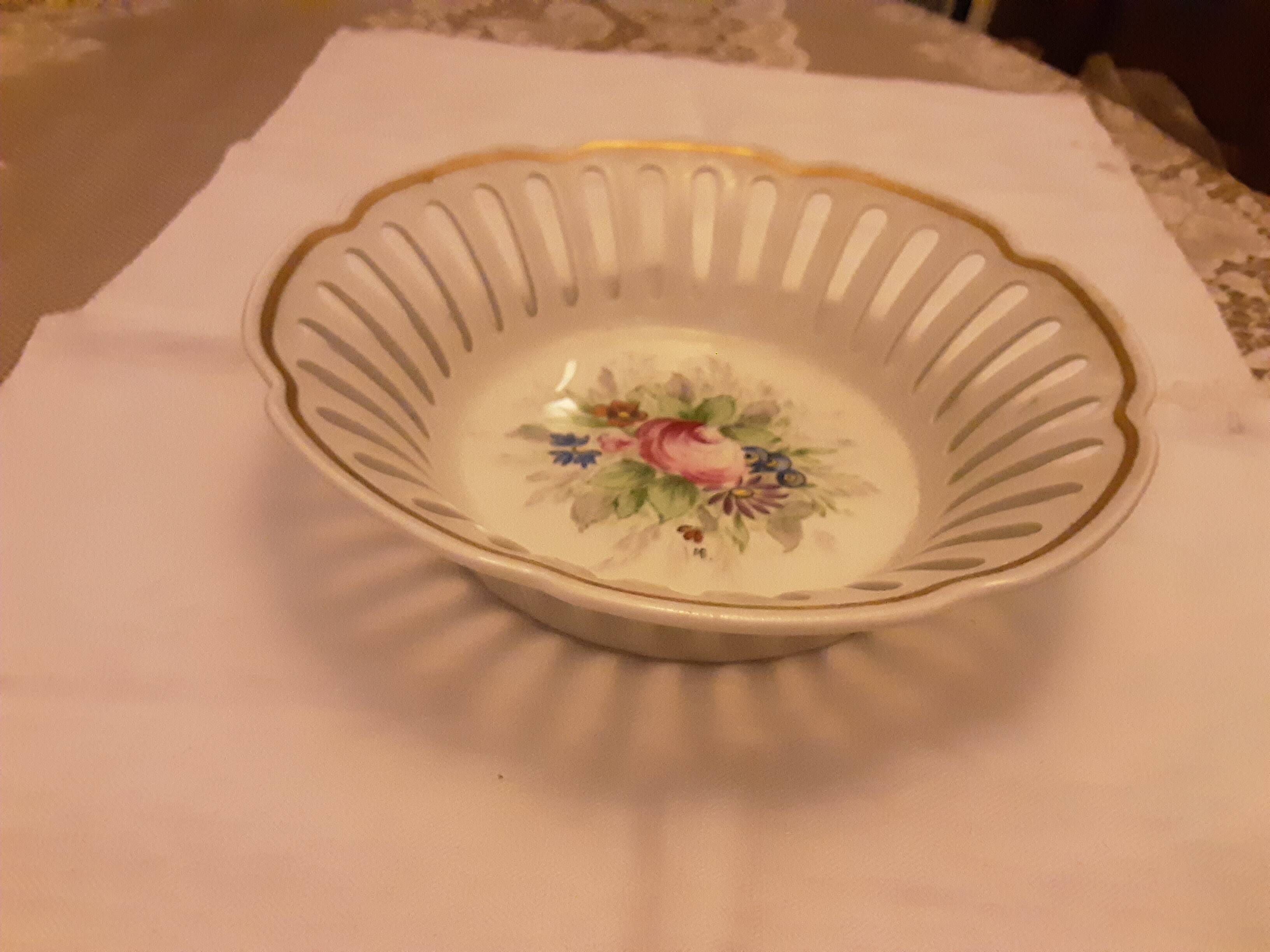 LIMOGES PORCELAIN CUP HAND DECORATED MB RB