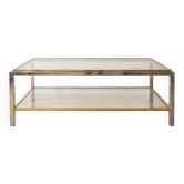 Vintage 1970s coffee table in brass and chrome in the style of Willy Rizzo.