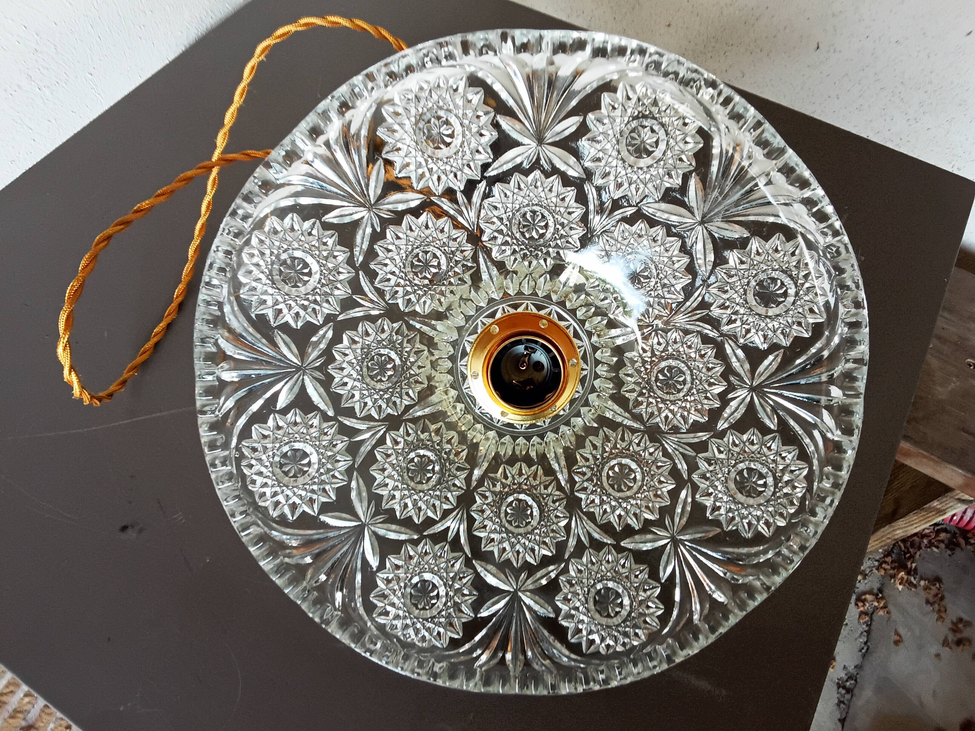 Vintage chiseled glass pendant light