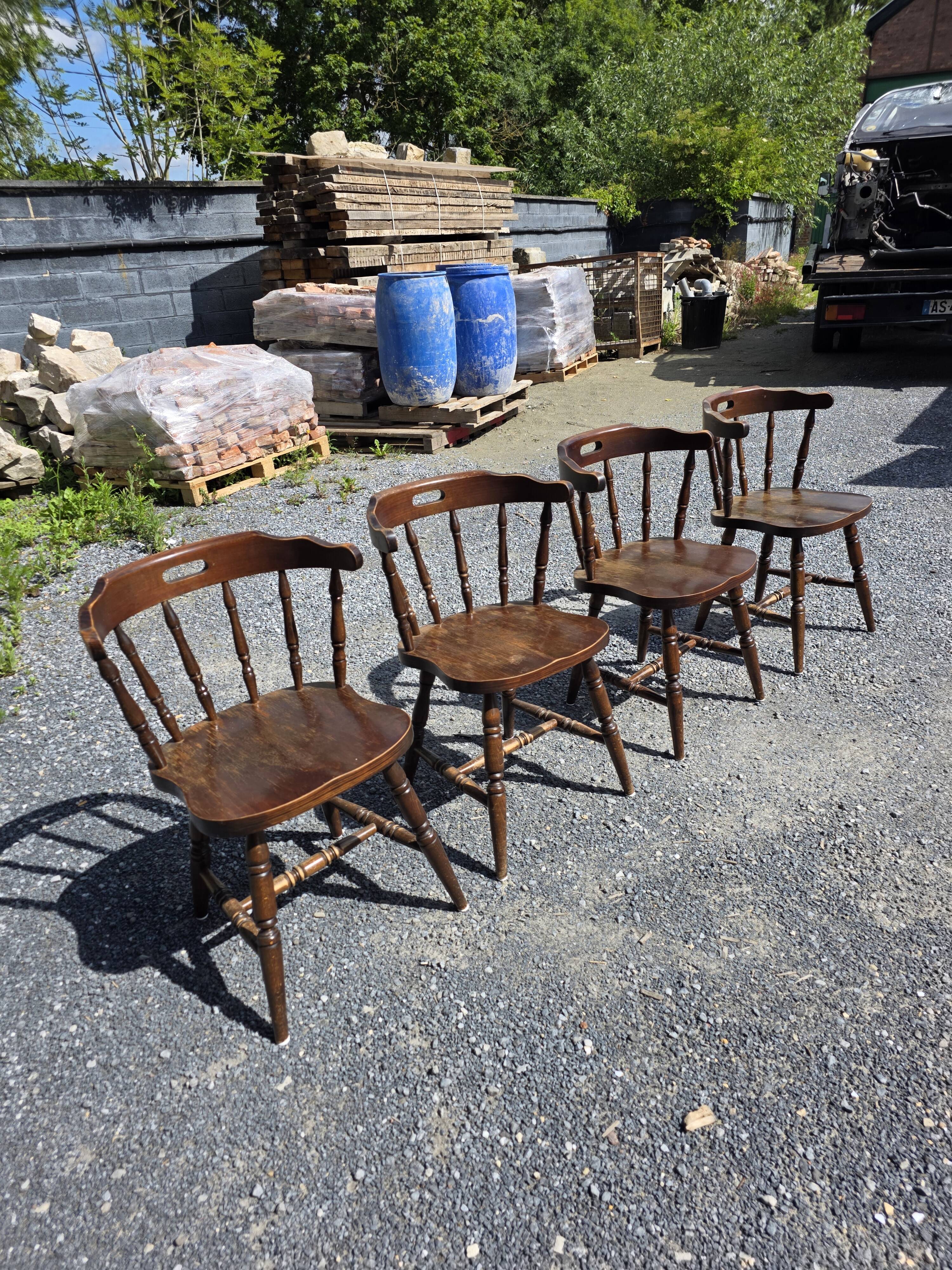 4 fauteuils bistrot style western en hêtre