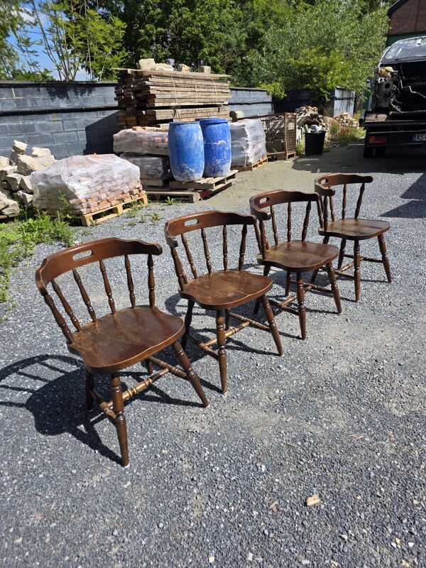 4 fauteuils bistrot style western en hêtre