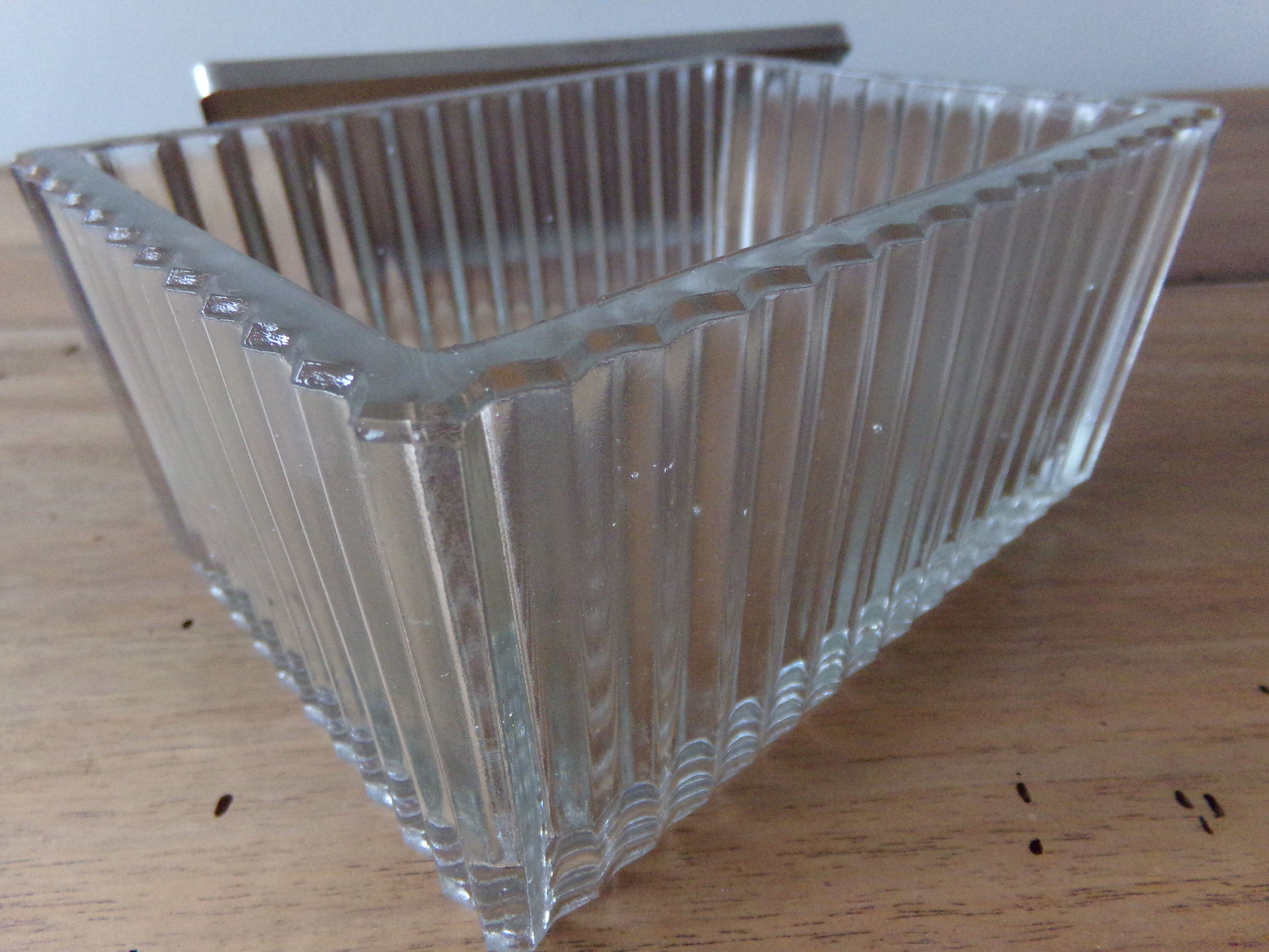 Boîte en verre et couvercle aluminium années 50