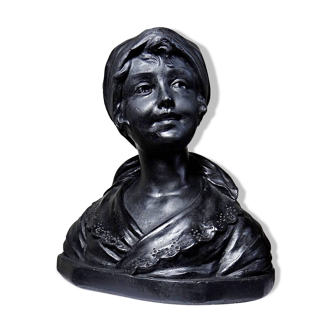 Buste de jeune femme en plâtre 1900-1930 monochrome Citti & Frère