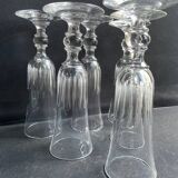6 Champagne flutes – Baccarat/Saint Louis - Cut crystal - 19th century
