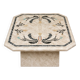 Table basse années 70-80 marqueterie de marbre tessellé -décor florale